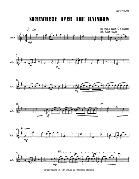 Over The Rainbow (arr. Alison Gillies)