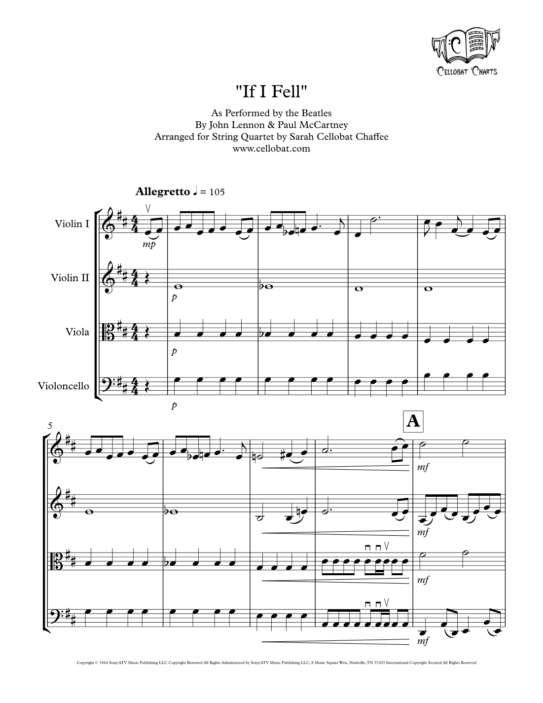 If I Fell (arr. Sarah Cellobat Chaffee)