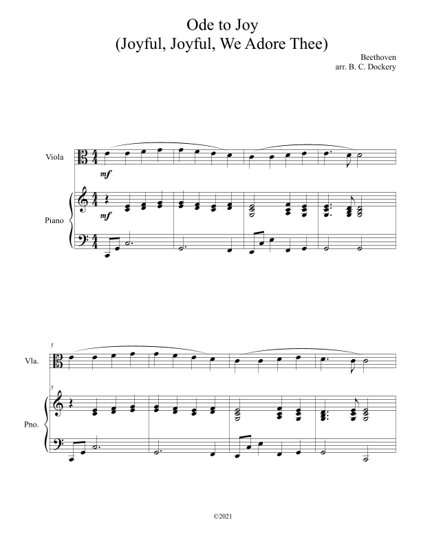 Ode to Joy (Viola Solo with Piano Accompaniment) (arr. B. C. Dockery)