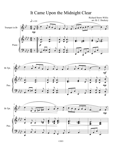 It Came Upon the Midnight Clear (Trumpet Solo with Piano Accompaniment) (arr. B. C. Dockery)