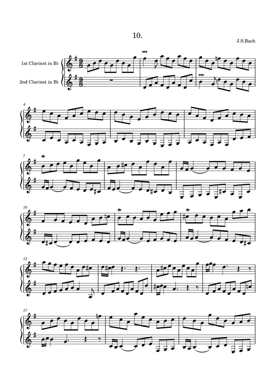 Bach: Invention 10 for two clarinets (arr. Saho Omukai)