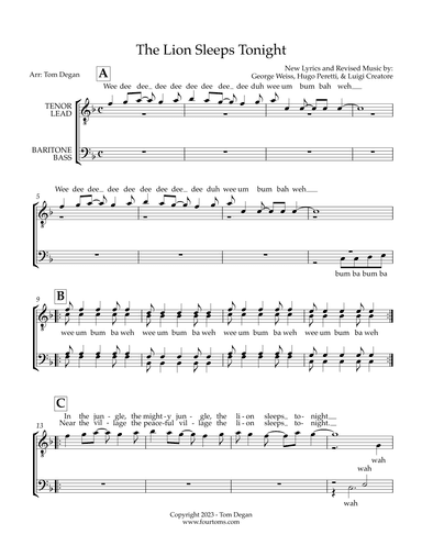 The Lion Sleeps Tonight (arr. Thomas Degan)