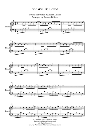 She Will Be Loved (arr. Roxana Belibou)