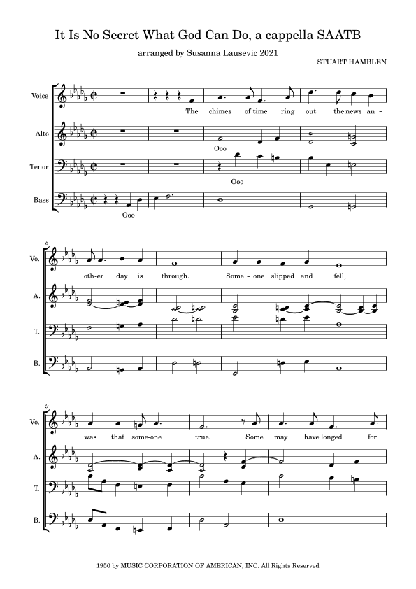 It Is No Secret (what God Can Do) (arr. Susanna Lausevic)