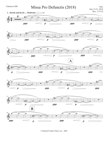 Missa Pro Defunctis (2018) clarinet part