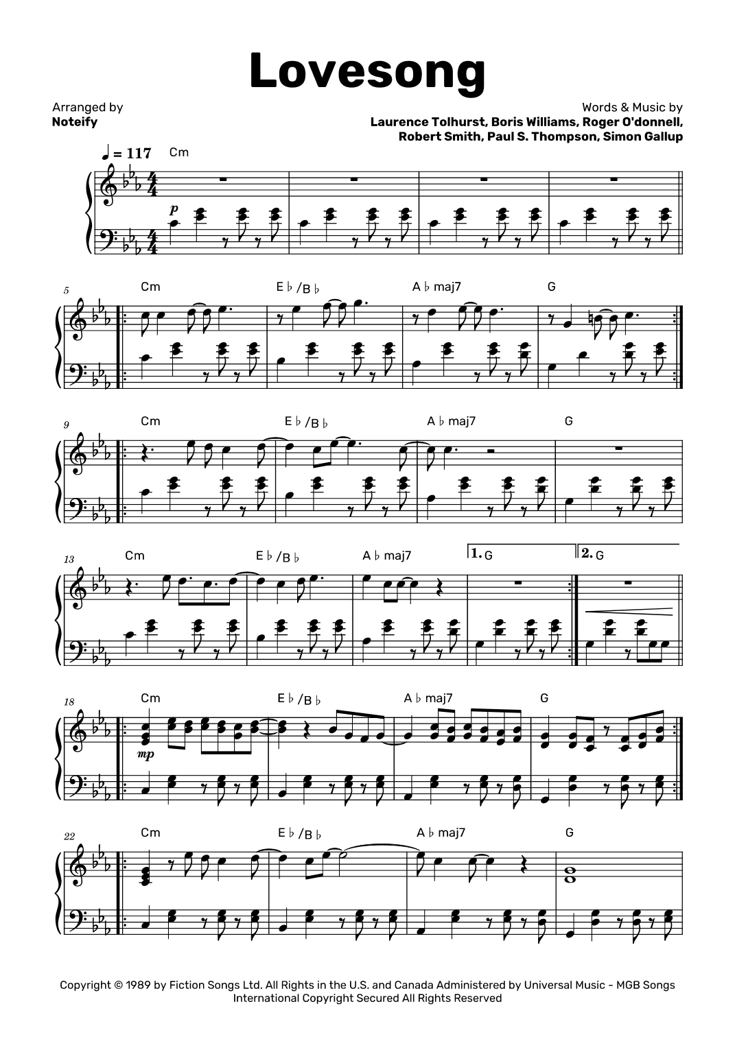 Lovesong (arr. Noteify)