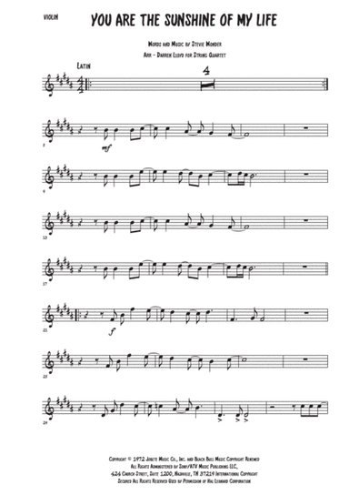 You Are The Sunshine Of My Life (arr. Darren Lloyd)