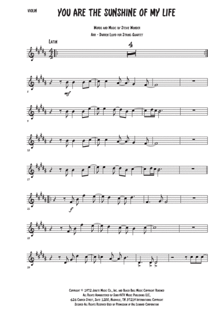 You Are The Sunshine Of My Life (arr. Darren Lloyd)