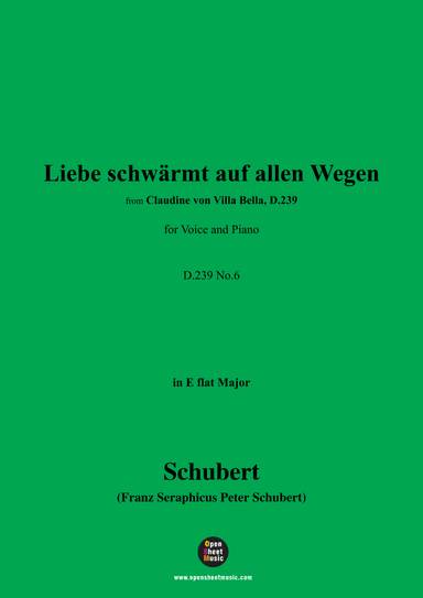 Schubert-Liebe schwärmt auf allen Wegen,in E flat Major,for Voice&Piano (arr. MSM)