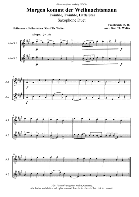 Twinkle, Twinkle, Little Star (arr. Gert Th. Walter)