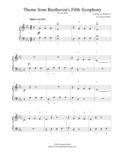 Theme from Beethoven's Fifth Symphony - for easy piano (arr. Samuel Stokes)