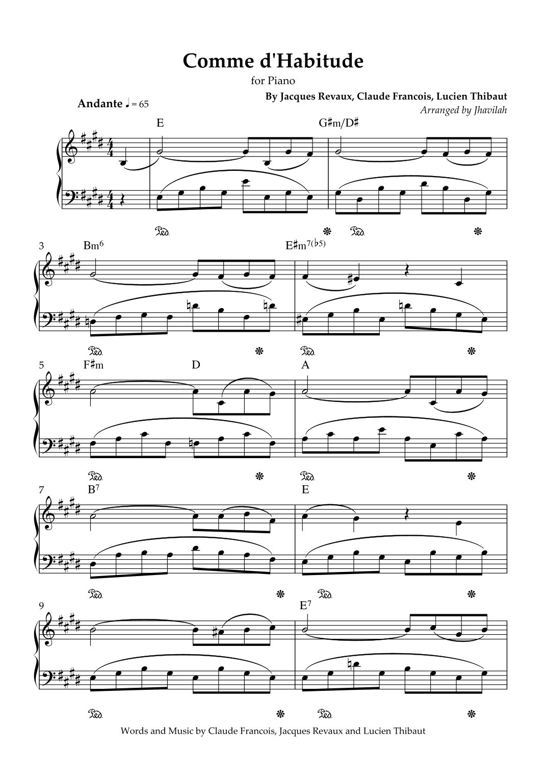 Comme D'habitude (arr. J.F.A)