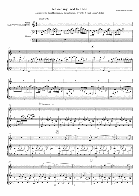 Nearer my God to Thee (piano & oboe) - EARLY/INTERMEDIATE (arr. David Kocijan & Davor Simunic)