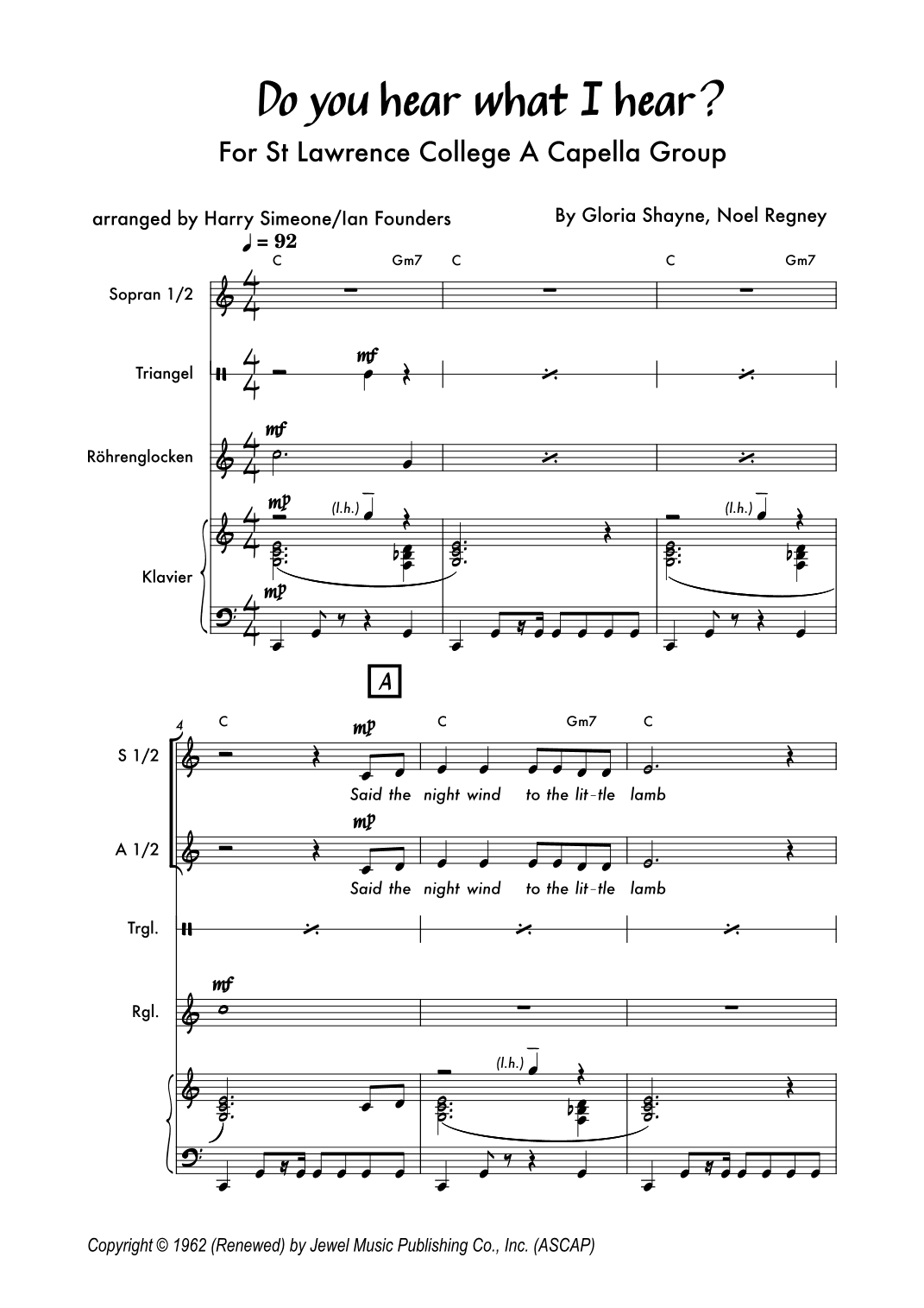 Do You Hear What I Hear (arr. Ian Founders)