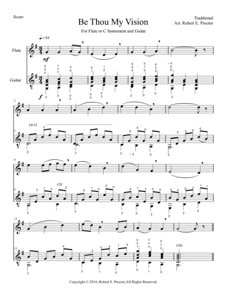 Be Thou My Vision for Flute (C Instrument) and Classical Guitar (arr. Robert E. Proctor)