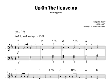 Up On The Housetop (easy piano in D major – with chords) (arr. Bernardo Pereira)