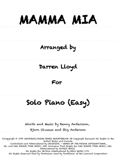 Mamma Mia (arr. Darren Lloyd)