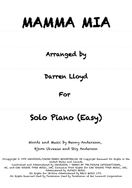 Mamma Mia (arr. Darren Lloyd)