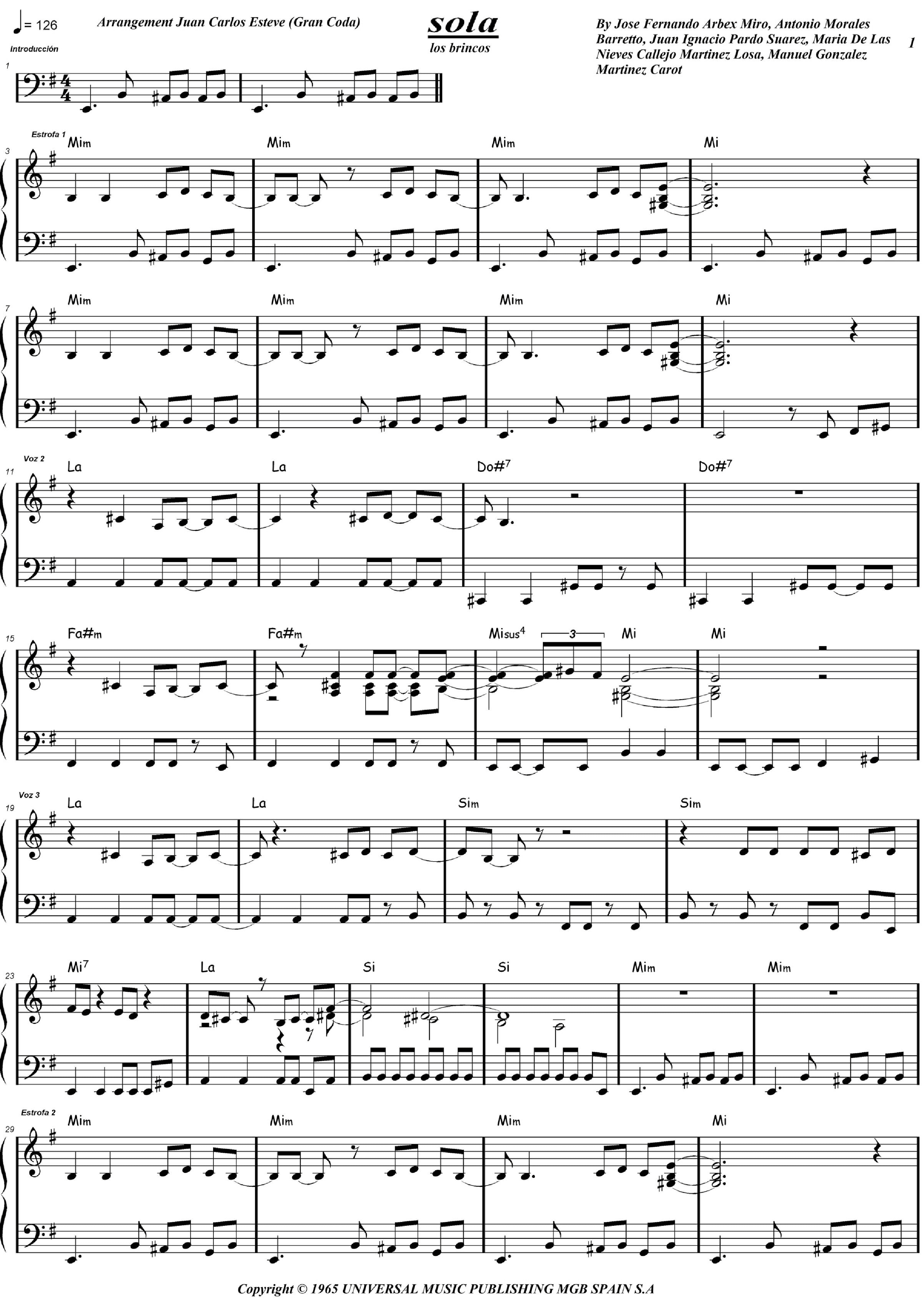 Sola (arr. juan carlos esteve / Gran Coda)