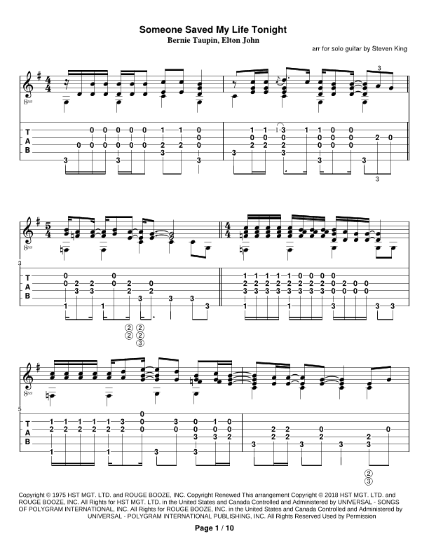 Someone Saved My Life Tonight (arr. Steven Michael King)