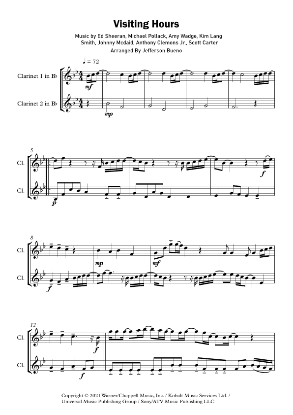 Visiting Hours (arr. Jefferson Bueno)