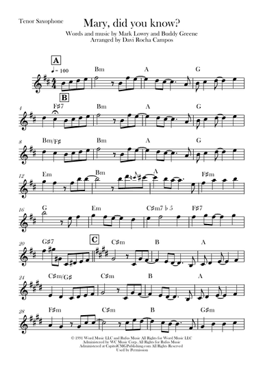 Mary, Did You Know? (arr. Davi Rocha Campos)
