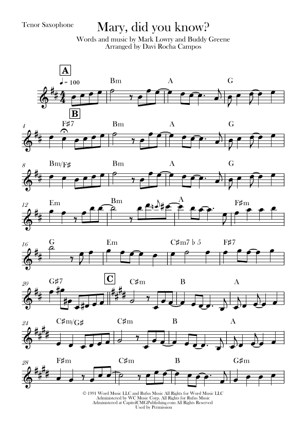 Mary, Did You Know? (arr. Davi Rocha Campos)
