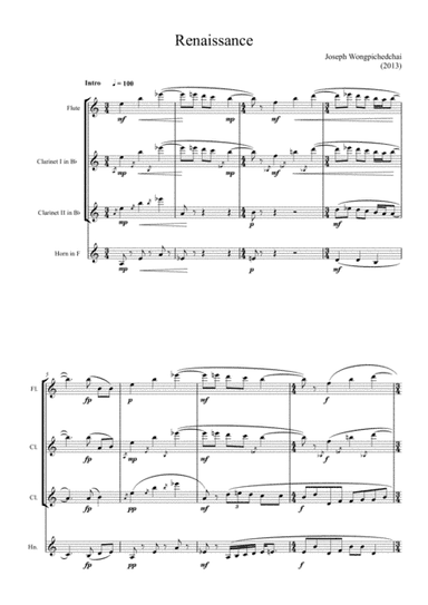 Joseph Wongpichedchai - Renaissance (2013) - For Wind Quartet