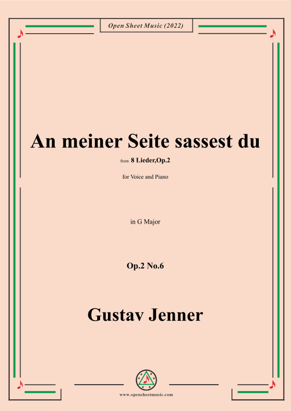 Jenner-An meiner Seite sassest du,in G Major,Op.2 No.6 (arr. OSM Press)