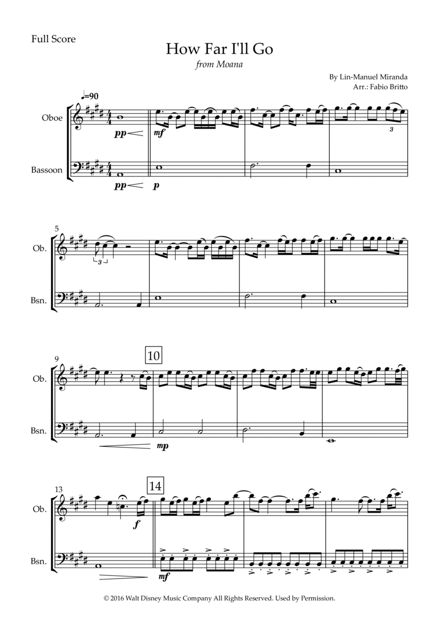 How Far I'll Go (arr. Fabio Britto)