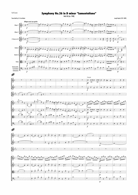 Haydn - Symphony No.26 in D minor, Hob.I:26 "Lamentatione" (arr. J.G. Cucó Barber)