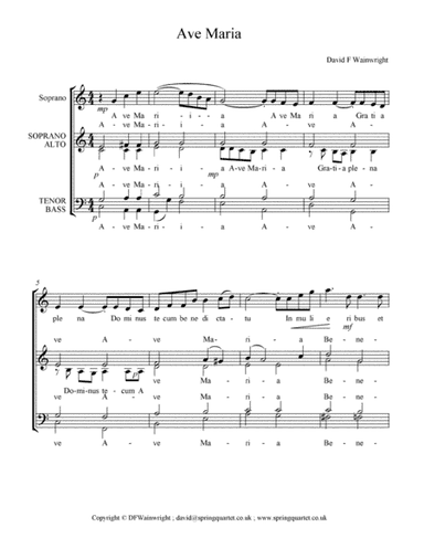 Ave Maria for solo voice and unnaccompanied choir
