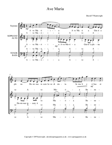 Ave Maria for solo voice and unnaccompanied choir