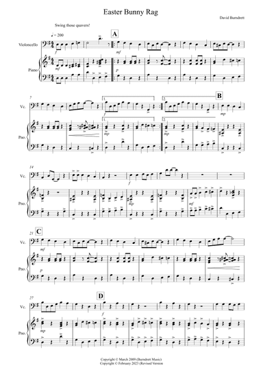 Easter Bunny Rag! for Cello and Piano