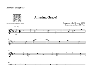 Amazing Grace How Sweet the sound - Easy Baritone Saxophone (arr. Daniel H Rosa)