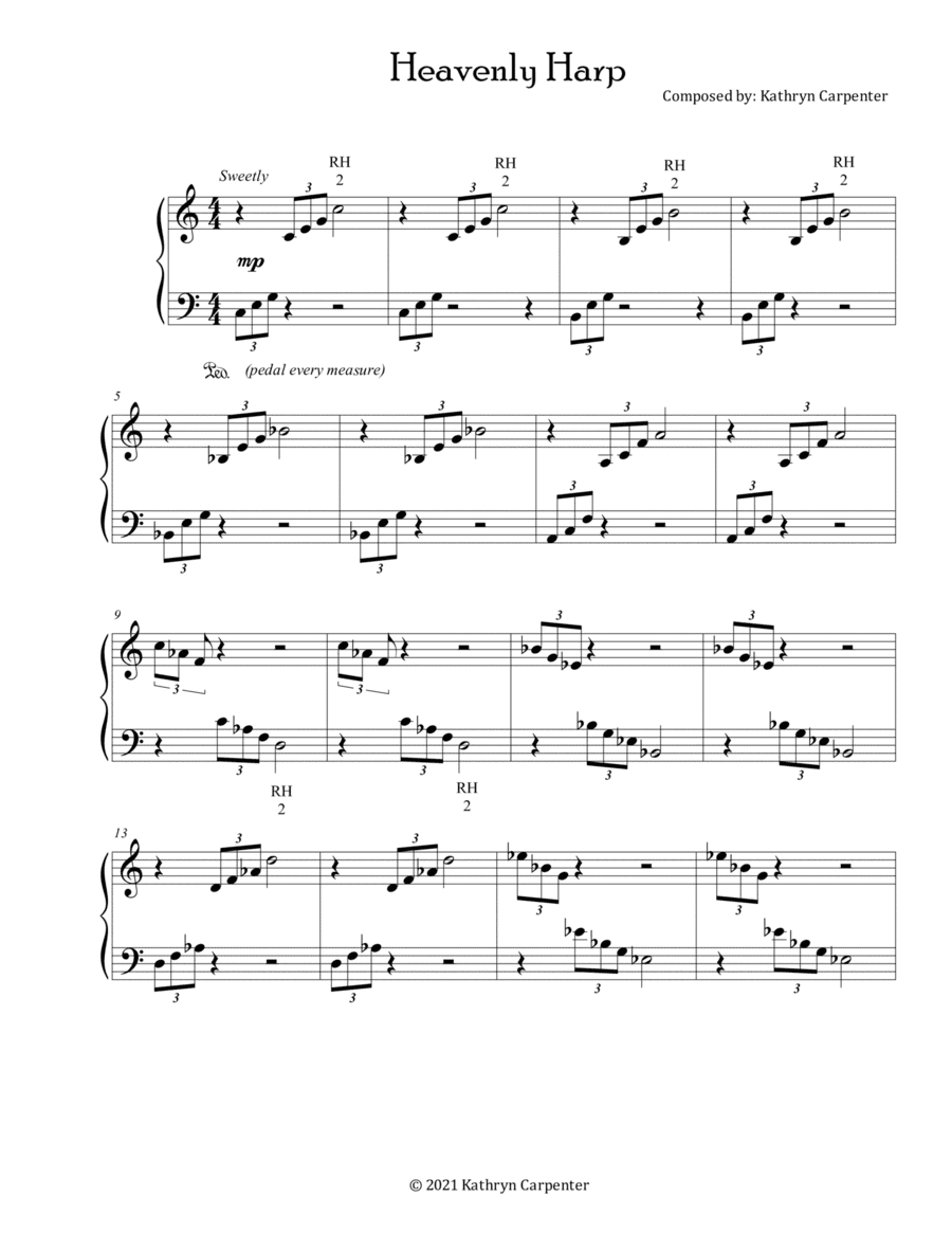 Heavenly Harp (Intermediate Piano Solo)