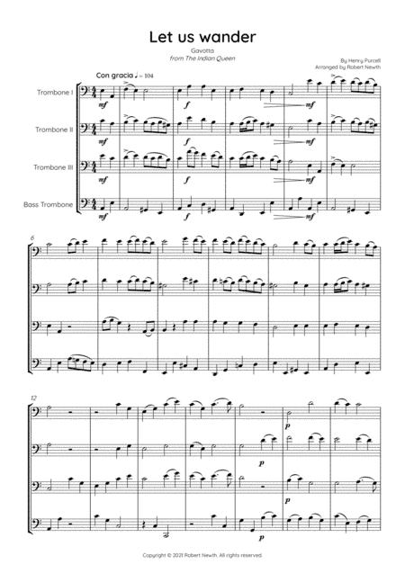Let us wander (Purcell) for Trombone Quartet (arr. Robert Newth)
