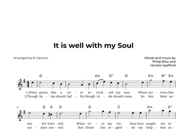 It is Well with My Soul (Key of G Major) (arr. R. Salvario)