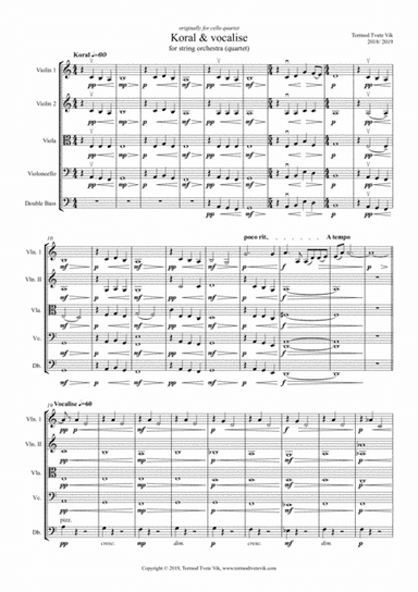 Koral & Vocalise for string orchestra or quartet