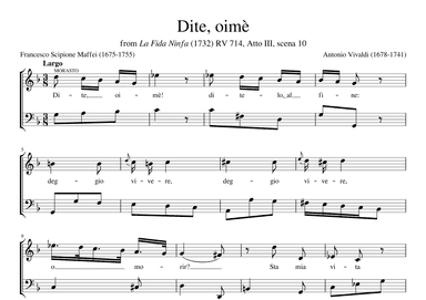 Dite, oimè! Ditelo, al fine (arr. Early Music Scores)