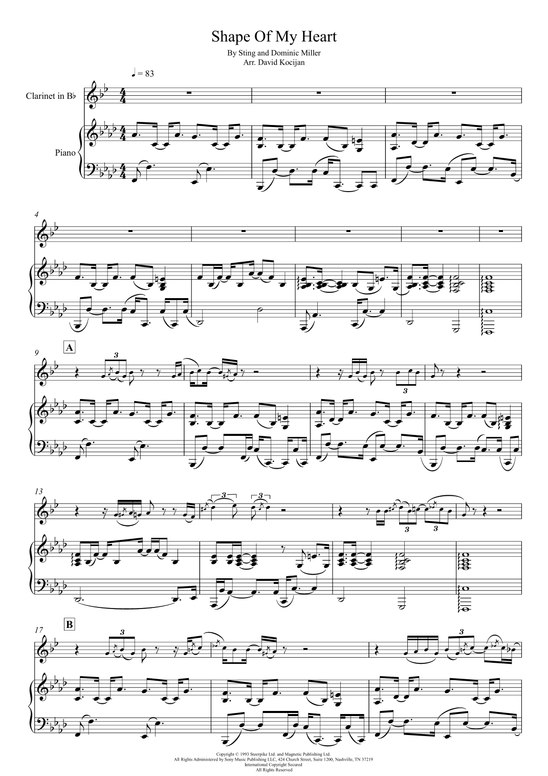 Shape Of My Heart (arr. David Kocijan)