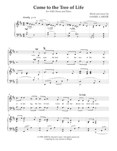 Come to the Tree of Life—SAB Chorus and Piano