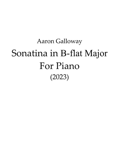 Sonatina in B flat for Piano