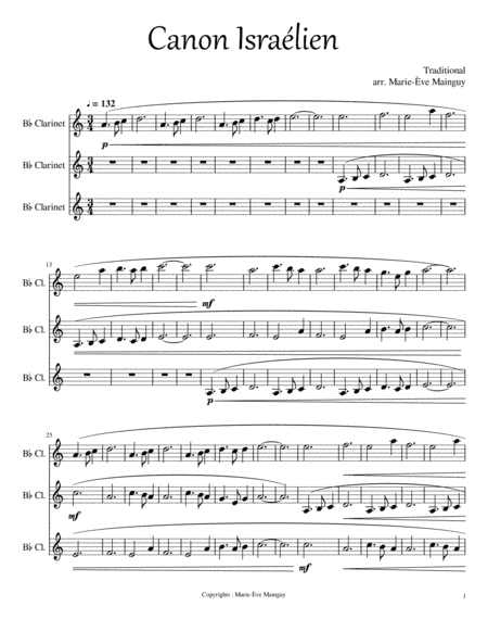Canon Israélien (arr. Marie-Ève Mainguy)