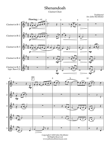 Shenandoah - Clarinet Quintet (arr. John McAllister)