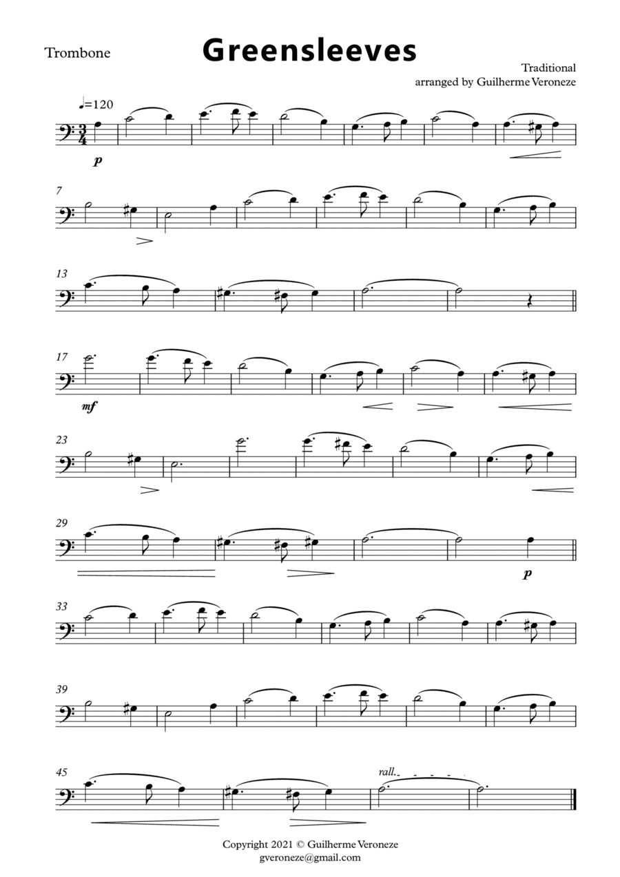 Greensleeves (Trombone duet) (arr. Guilherme Veroneze)