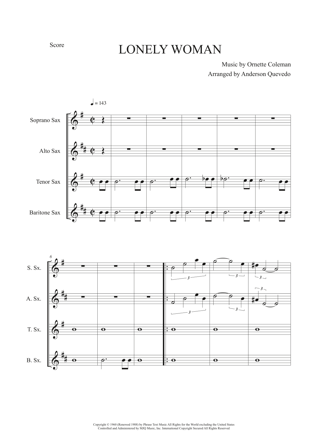 Lonely Woman (arr. Anderson Quevedo)