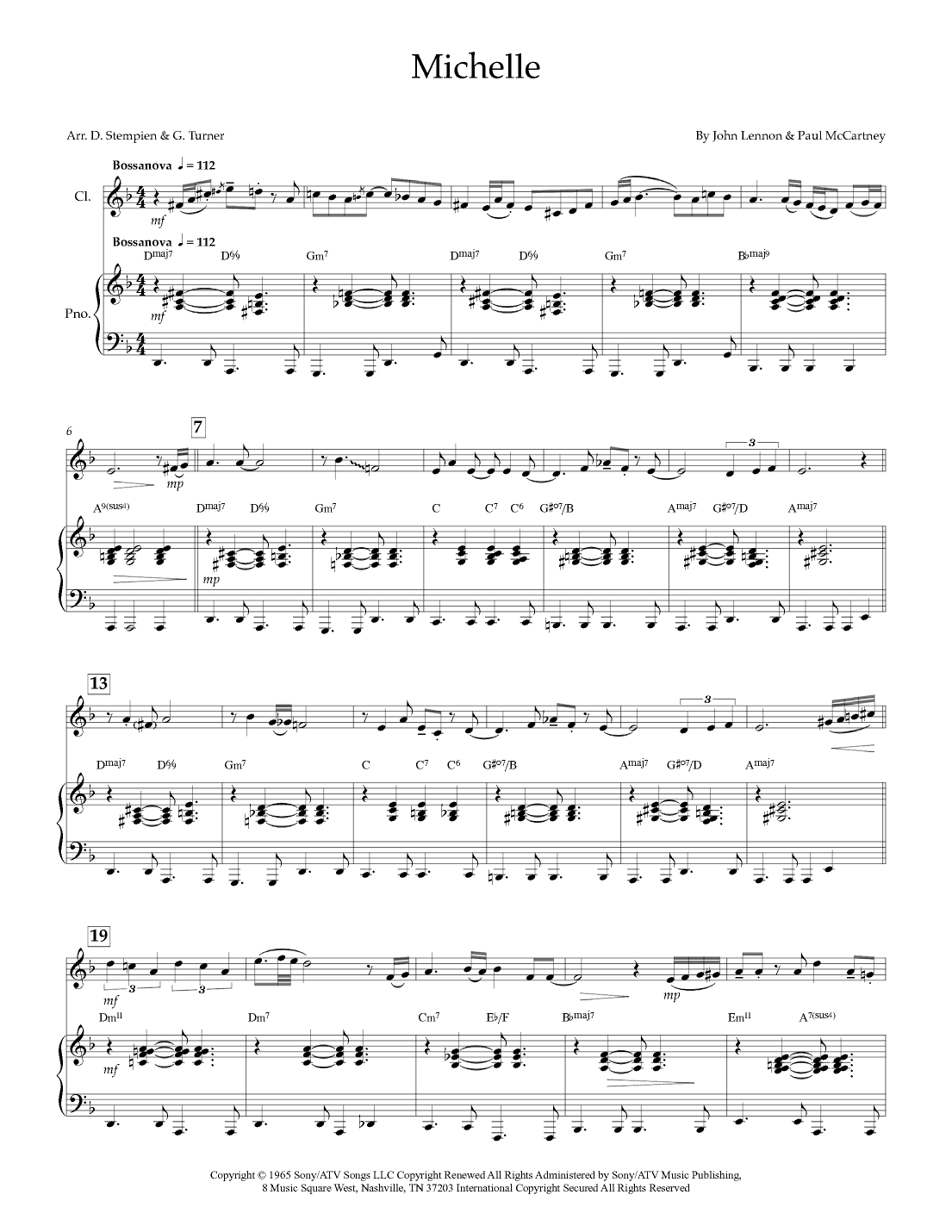 Michelle (arr. Debra E. Stempien, Gregory H. Turner)