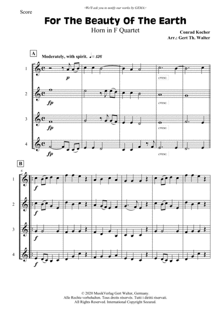 For The Beauty Of The Earth (arr. Gert Th. Walter)