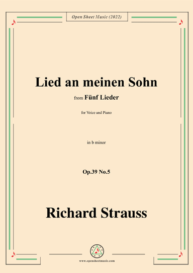 Richard Strauss-Lied an meinen Sohn,in b minor,Op.39 No.5 (arr. OSM Press)